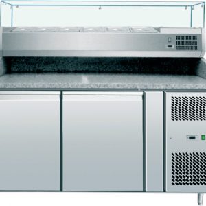 Banco Pizza refrigerato ventilato 150 cm con vetrina 5 GN1/3 + 1 GN1/2 AK2600TN Amitek